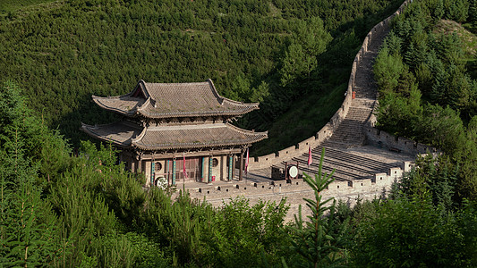 山西古建筑山西雁门关5A旅游景区夏季景观背景