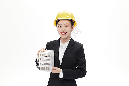 女手手上拿着建筑模型的建筑女工程师背景