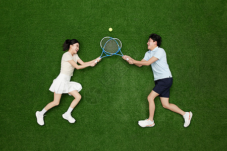 创意俯拍双人网球形象图片