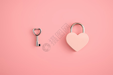 520粉色爱心锁与钥匙背景图背景图片