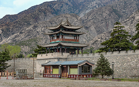 藏传寺庙内蒙古美岱召藏传佛教建筑景观背景