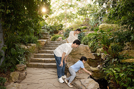 一家人在植物园参观图片