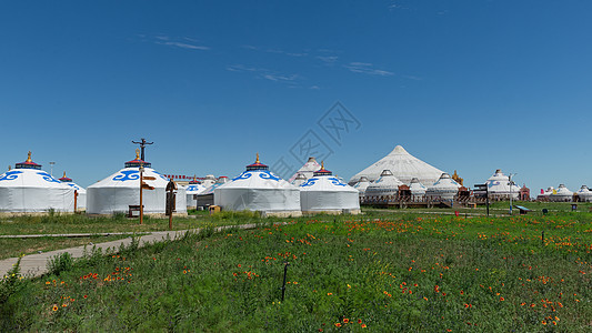 高山牧场地内蒙古高山牧场蒙古包夏季景观背景