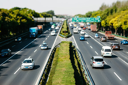 移轴拍摄城市快速交通道路图片