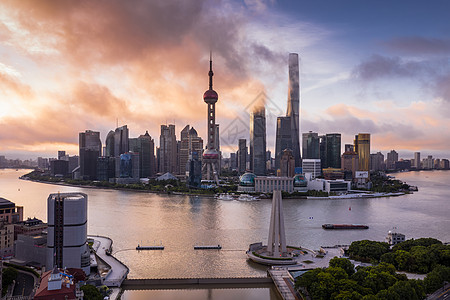 上海黄浦江两岸建筑日出图片