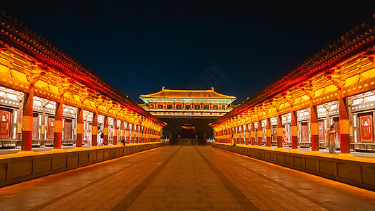 襄阳唐城影视基地夜景图片