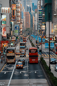 香港城市街景公共交通工具叮叮车图片