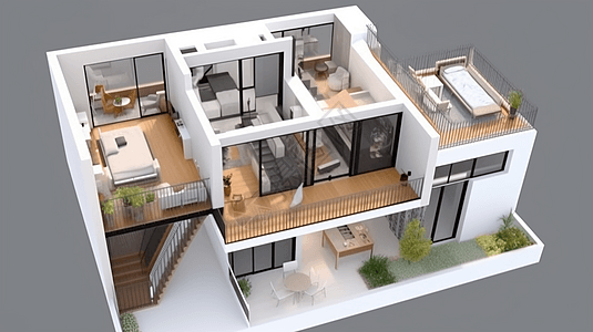 3D温馨小别墅两层楼效果图图片