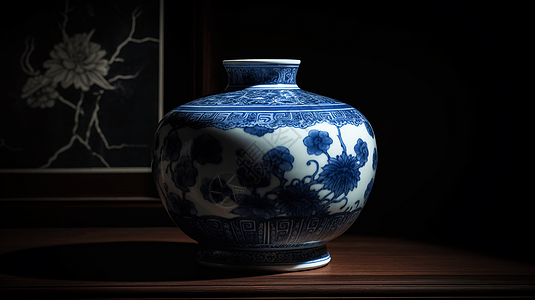 中国青花瓷花瓶艺术品图片