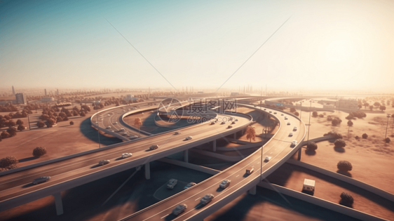 超现实未来城市高架桥图片