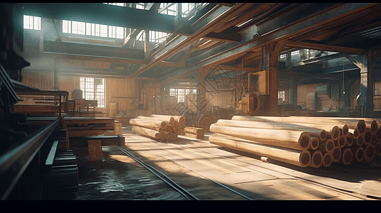 原木和木材工厂图片