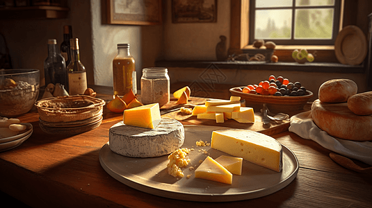 主题:厨房里的各式奶酪图片