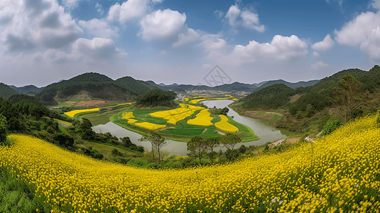 黄色油菜花田图片