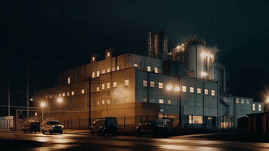 夜间城市的工厂图片