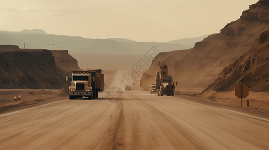 沙漠中的高速公路图片