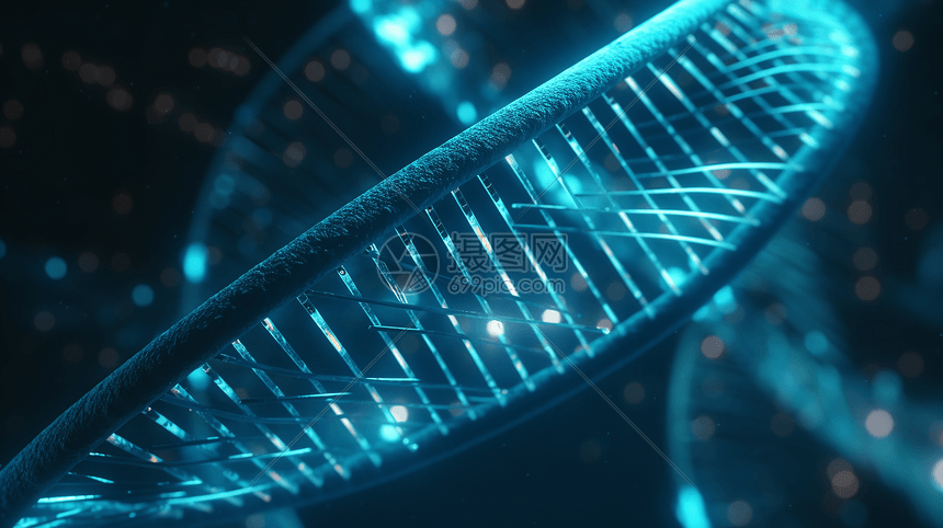 蓝色发光DNA全息图图片