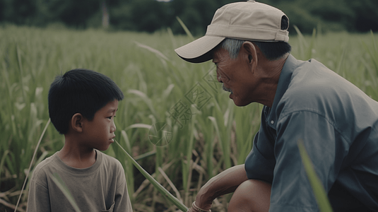 农民正在传授他的毕生经验背景图片