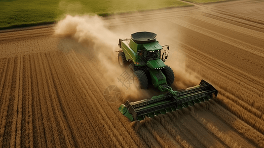 农民利用现代农业机器优化农作物效率与产量图片