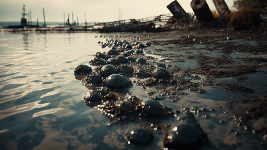 受溢油污染的沿海地区图片