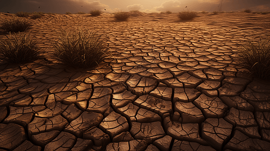 缺水干旱皲裂的土地3d场景背景图片