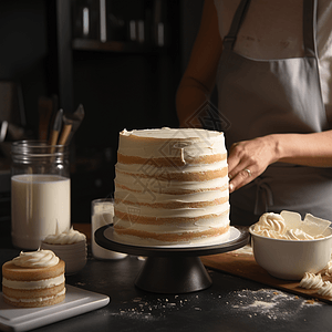 甜点师制作蛋糕的过程图片