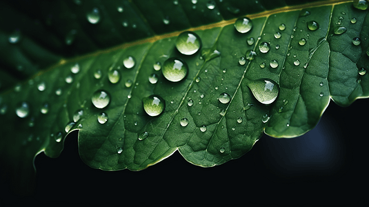 叶片上的水珠特写高清图片