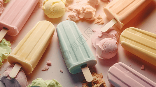 马卡龙色奶油冰淇淋背景图片