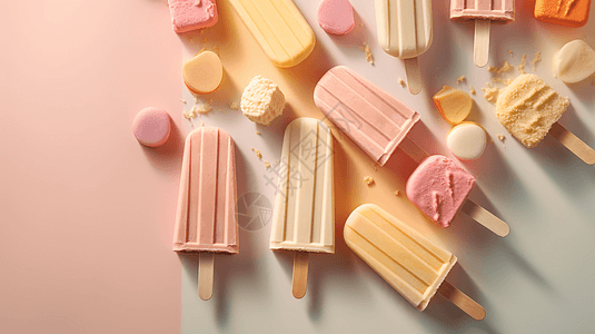 夏日粉色奶油冰棍背景图片