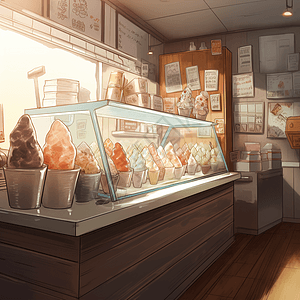 冰淇淋店手绘插画风图片