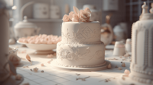 3d蛋糕素材婚礼蛋糕3D渲染模型背景