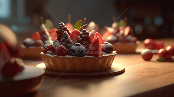 3D动画树莓甜点图片