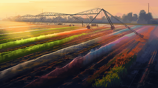 农作物灌溉场景概念插画图片