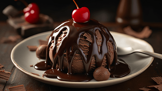 一份令人垂涎的巧克力冰淇淋图片