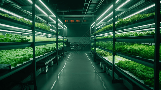 蔬菜大棚带有水培系统和人工照明的室内农场插画