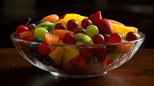 新鲜多汁的水果混合的水果沙拉图片