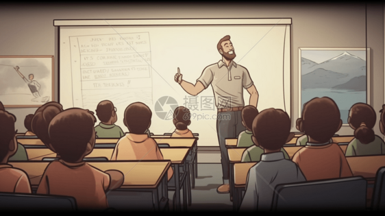 一位老师在课堂讲课图片