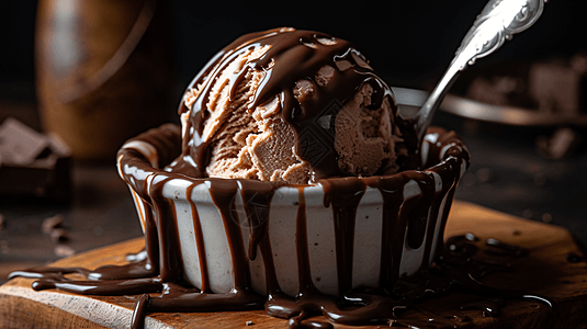 巧克力冰淇凌美味甜品图片