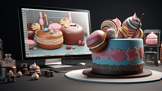 3D制作完美蛋糕和甜点高清图片