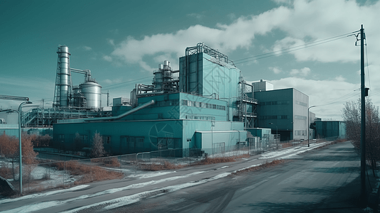 工厂综合体的外部全景图高清图片