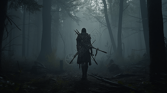 黑暗森林中恶魔猎人图片