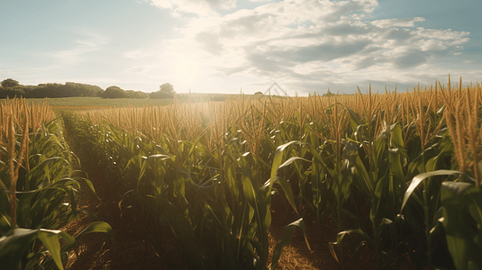 阳光下的玉米田图片