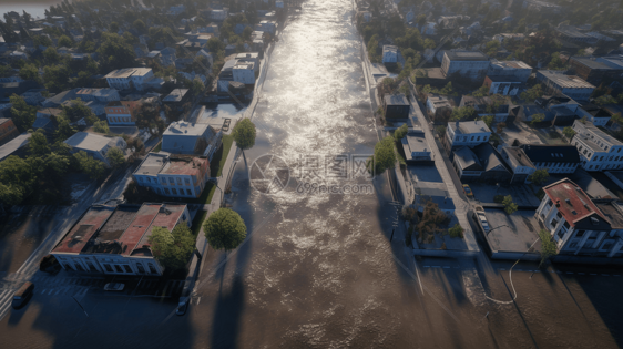 洪水泛滥的小镇图片