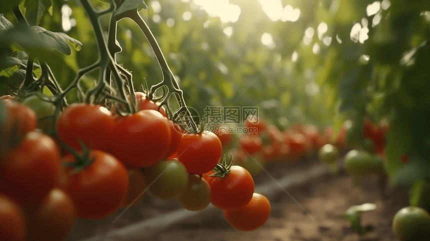 温室中的番茄田图片