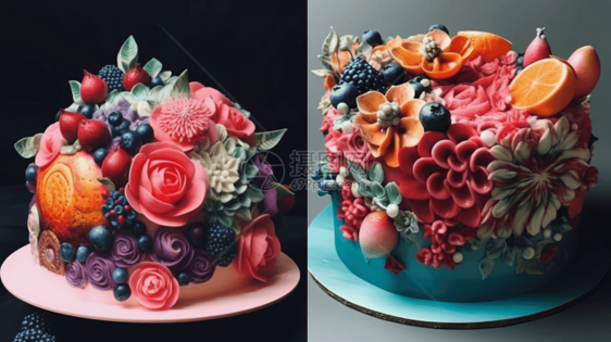 3D立体鲜花水果裱花蛋糕图片