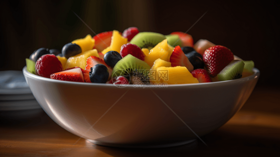 一碗新鲜切好的水果图片
