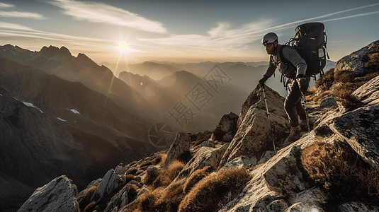 登山者登山图片