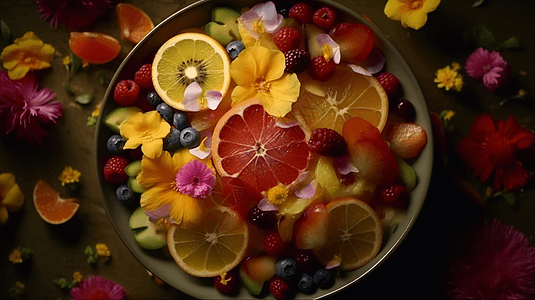 橘子沙拉碗里的水果沙拉插画