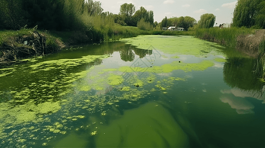 水污染的池塘背景图片