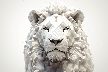 白色3D菱形狮子头像背景图片