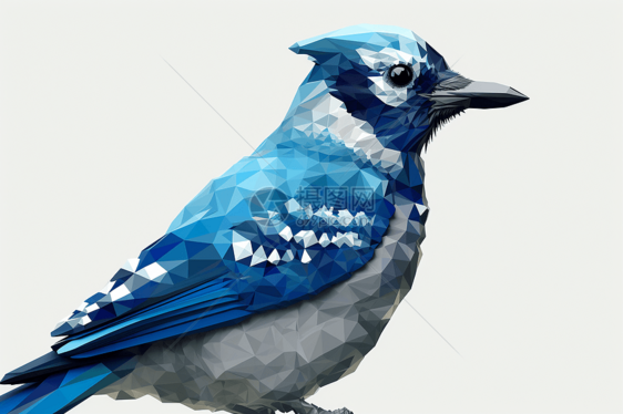 几何菱形蓝色3D立体动物鸟图片